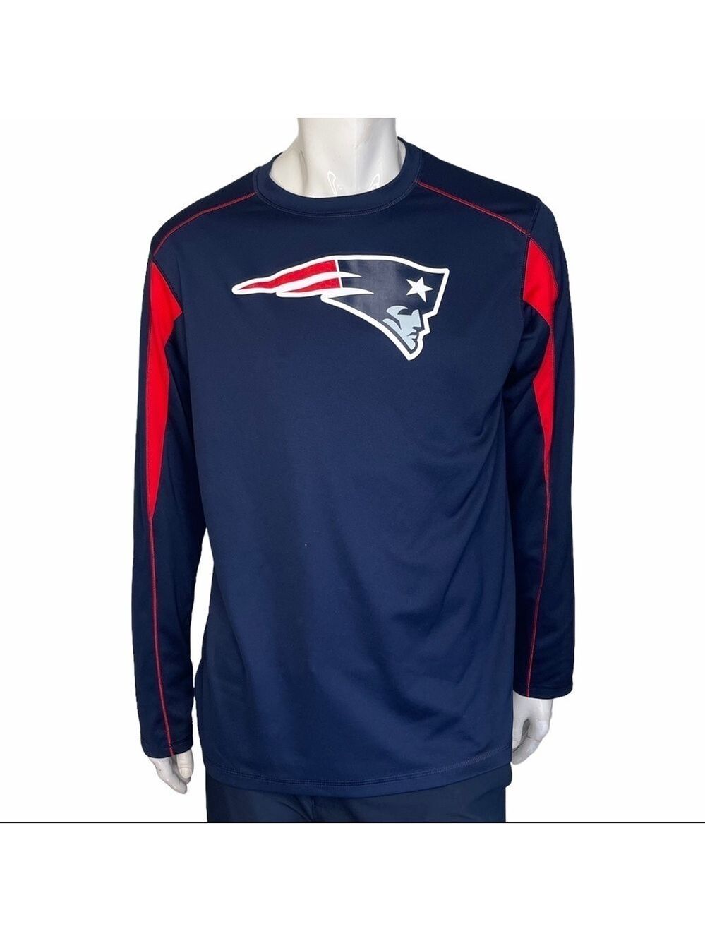 New England Patriots Jersey Pullover Size Large Men Long Sleeved Blue  Sports